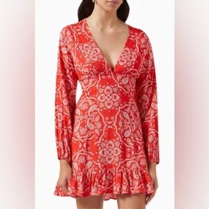 Never Fully Dressed red bandana print ChaCha long sleeve mini dress